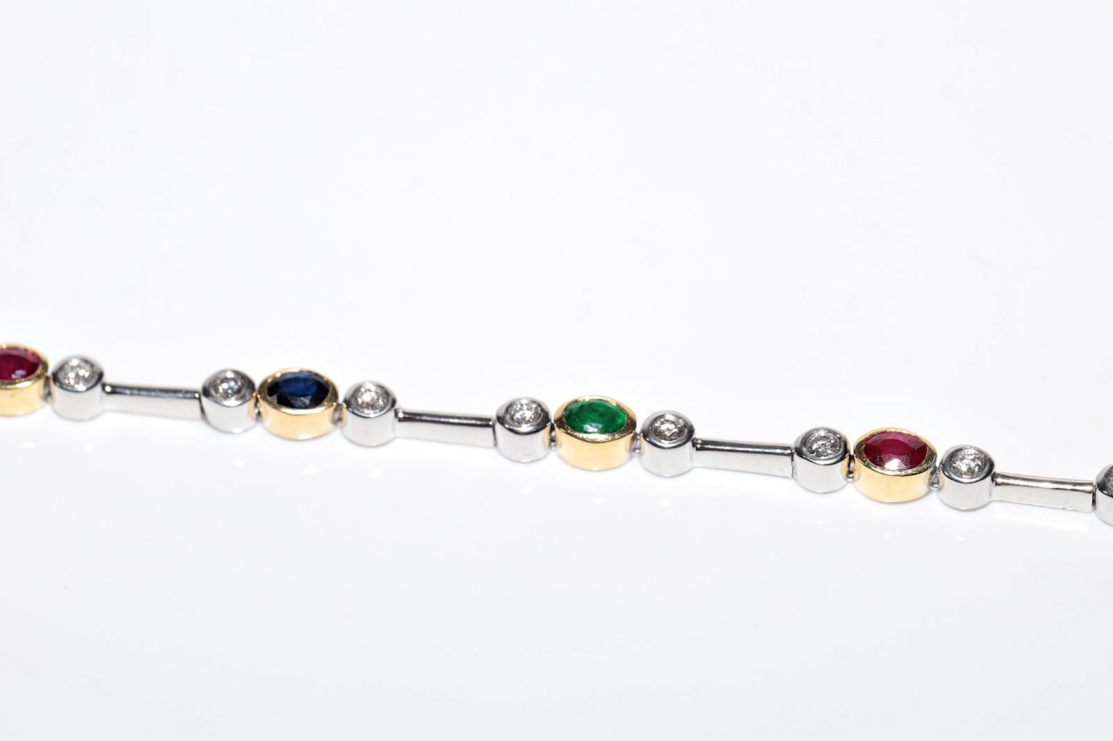 Collar de Oro de 18 K Decorado con Diamantes Naturales y Zafiro Esmeralda y Rubí en venta 13