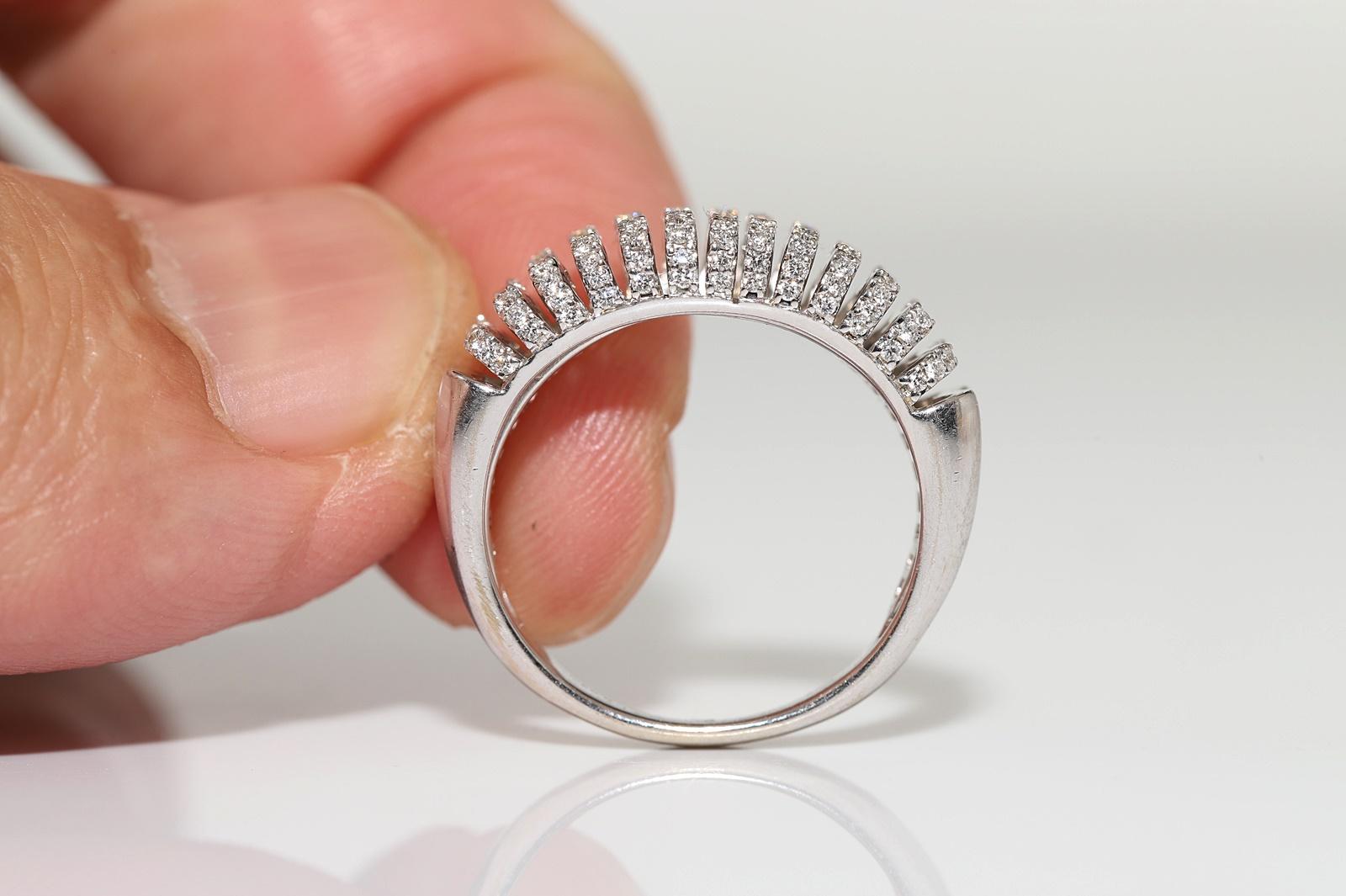 Bague forte en or 18k ornée de diamants naturels Pour femmes en vente