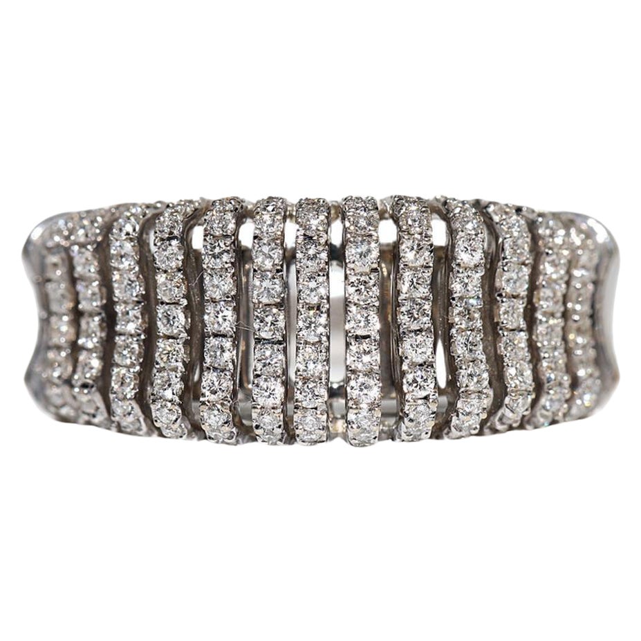 Bague forte en or 18k ornée de diamants naturels en vente