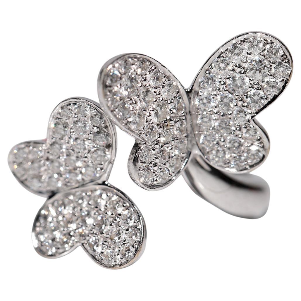 Anello in oro 18 carati con diamante naturale e farfalla decorata, forte