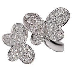 Anello in oro 18 carati con diamante naturale e farfalla decorata, forte