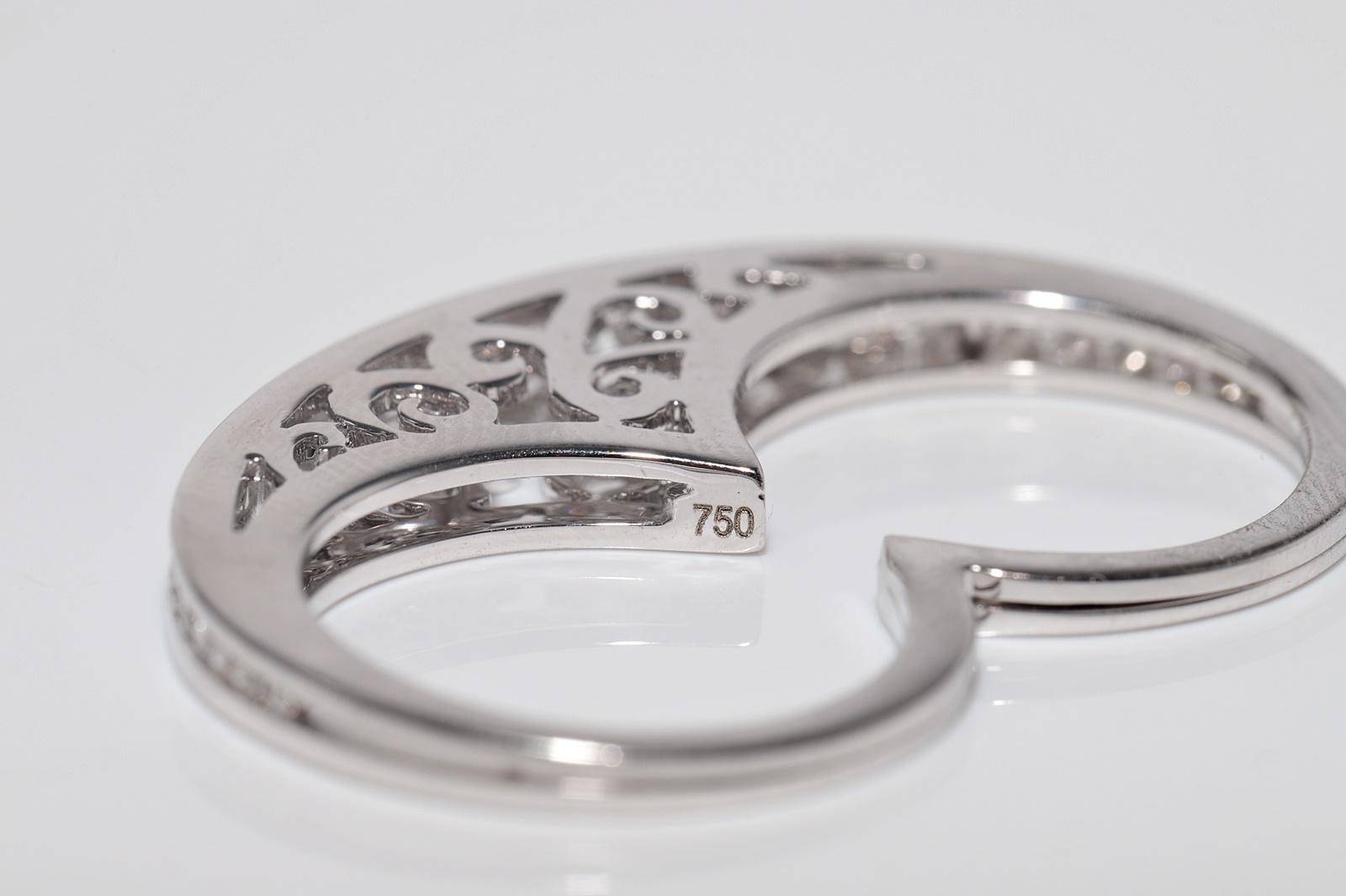 Anello con doppio design decorato con diamanti naturali in oro 18 carati in vendita 4