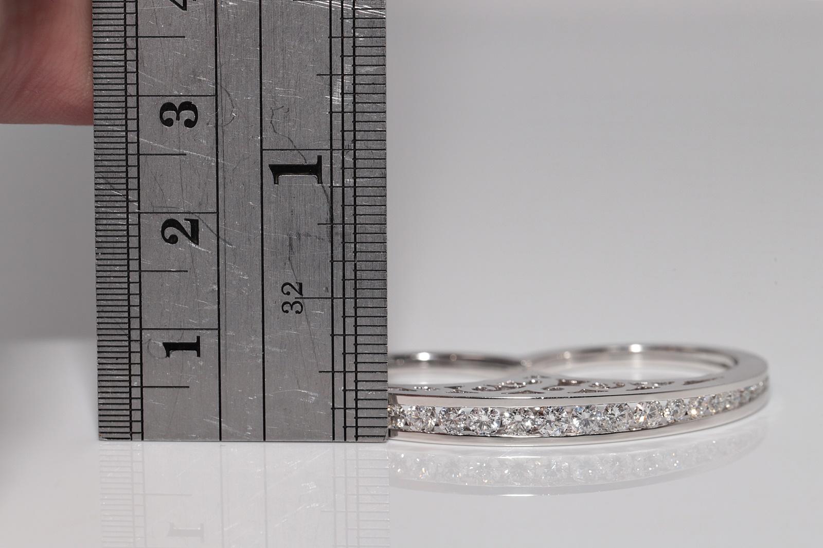 Anello con doppio design decorato con diamanti naturali in oro 18 carati in vendita 5