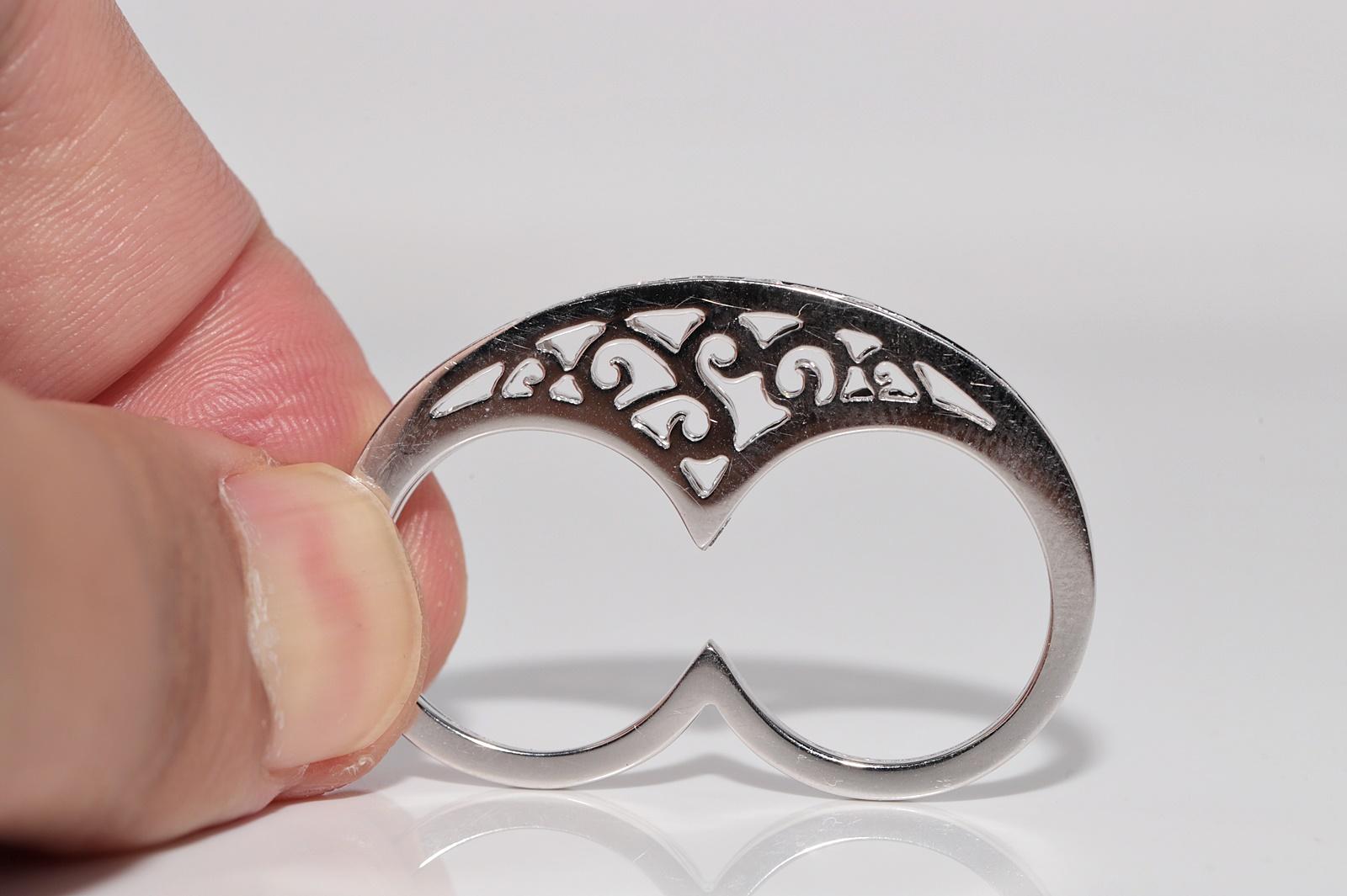 Anello con doppio design decorato con diamanti naturali in oro 18 carati In condizioni buone in vendita a Fatih/İstanbul, 34