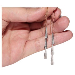 18k Gold Natural Diamond Decorated Drop Earring
