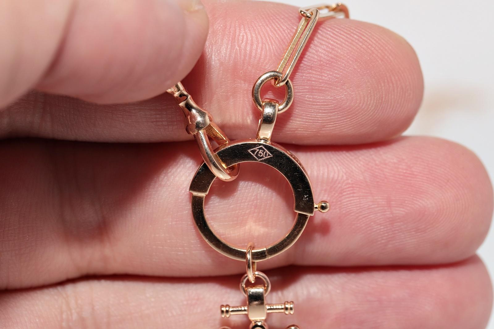 18k Gold Natural Diamond  Decorated Enamel Pendant Necklace For Sale 5