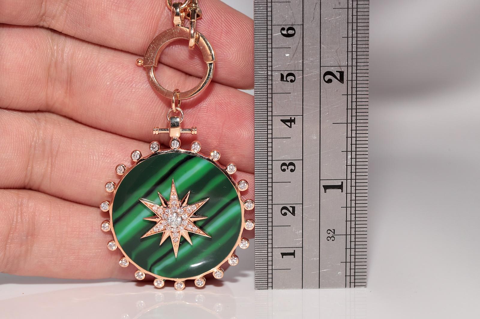 18k Gold Natural Diamond  Decorated Enamel Pendant Necklace For Sale 8
