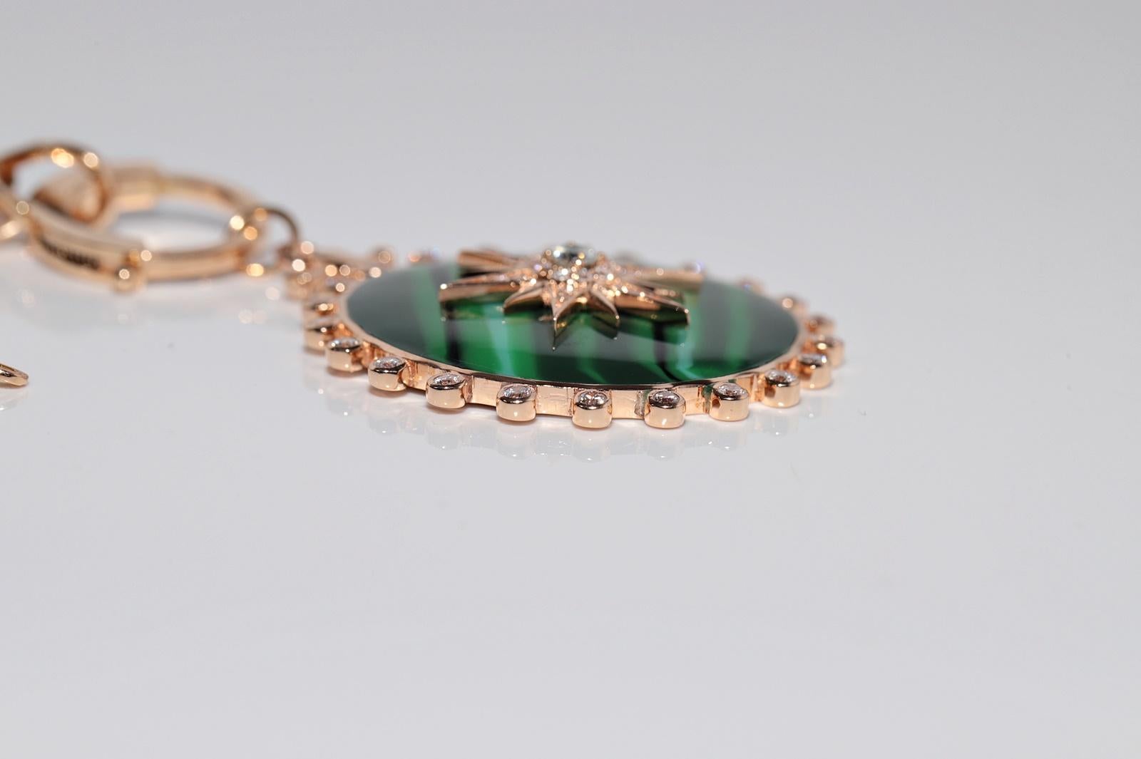 18k Gold Natural Diamond  Decorated Enamel Pendant Necklace For Sale 11