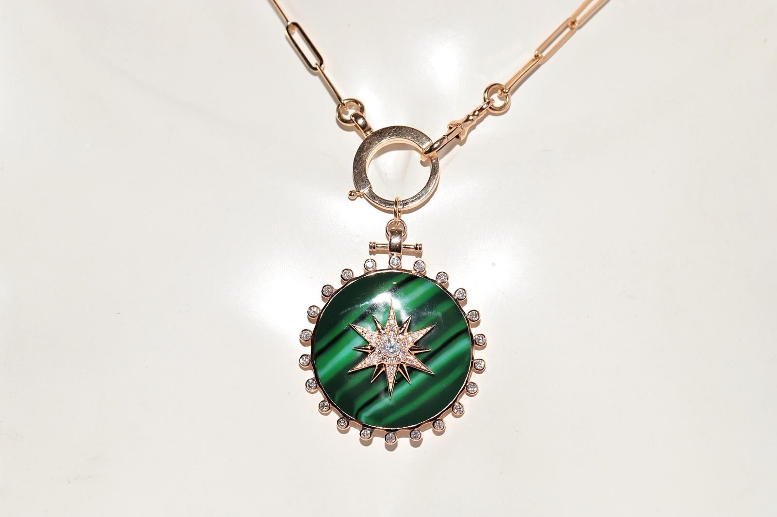 Modern 18k Gold Natural Diamond  Decorated Enamel Pendant Necklace For Sale