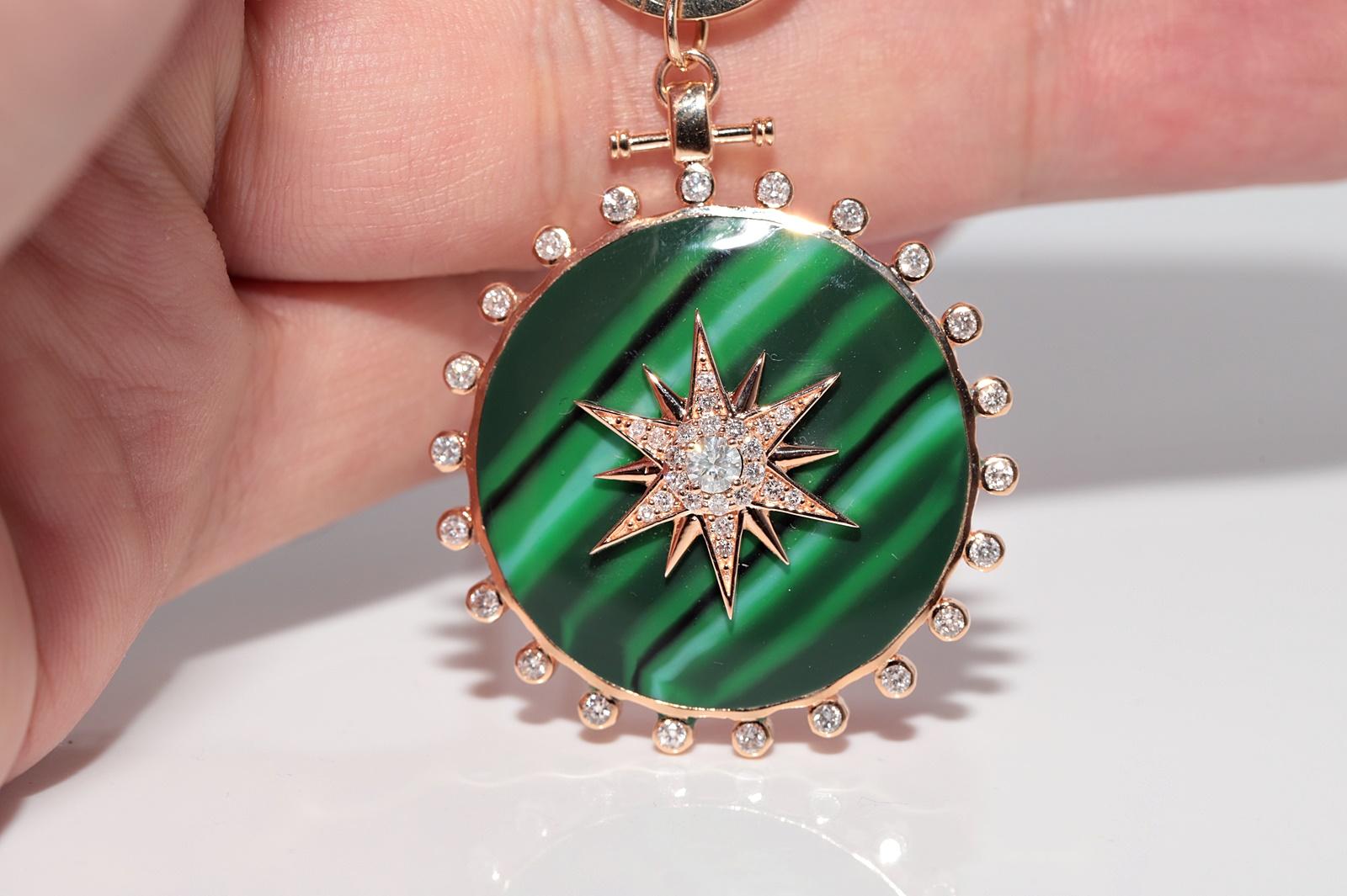 Women's 18k Gold Natural Diamond  Decorated Enamel Pendant Necklace For Sale