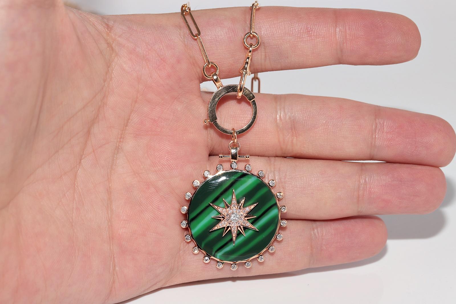 18k Gold Natural Diamond  Decorated Enamel Pendant Necklace For Sale 1