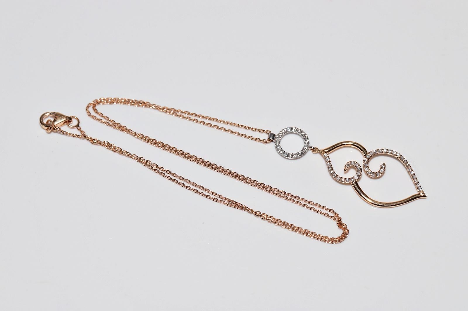 Collana con ciondolo a cuore decorato con diamanti naturali in oro 18k in vendita 5