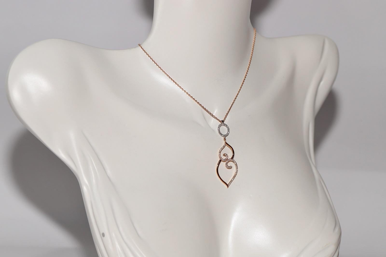 Taglio brillante Collana con ciondolo a cuore decorato con diamanti naturali in oro 18k in vendita