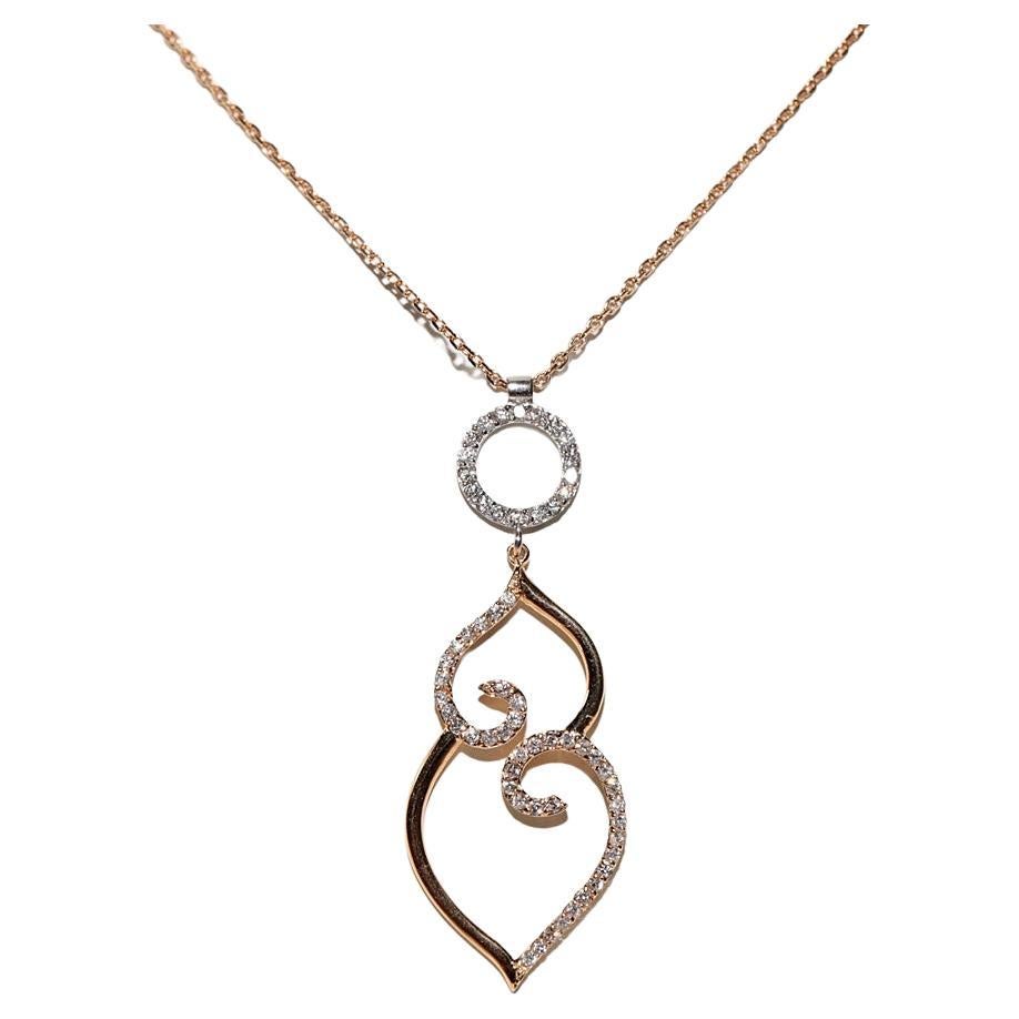 18k Gold Natural Diamond Decorated Heart Pendant Necklace