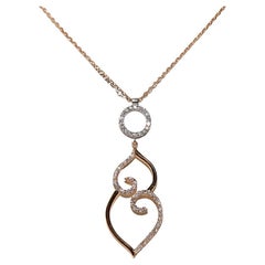 18k Gold Natural Diamond Decorated Heart Pendant Necklace