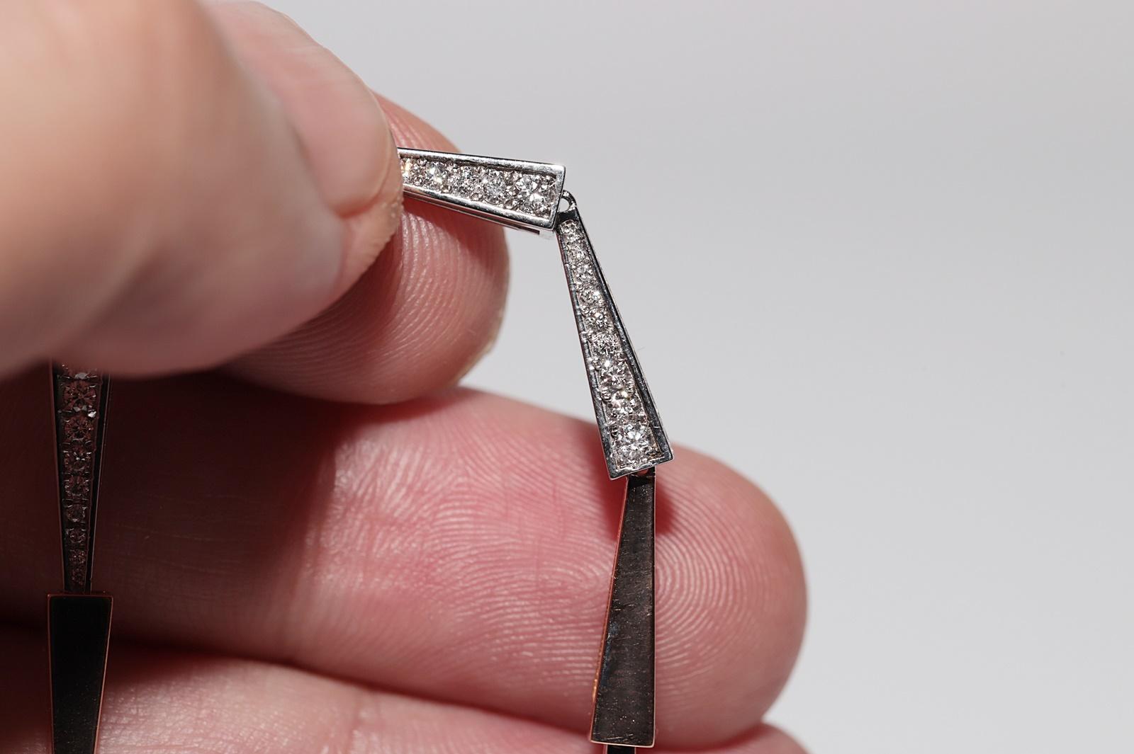 Pulsera Bonita Decorada con Diamantes Naturales de Oro de 18k en venta 4