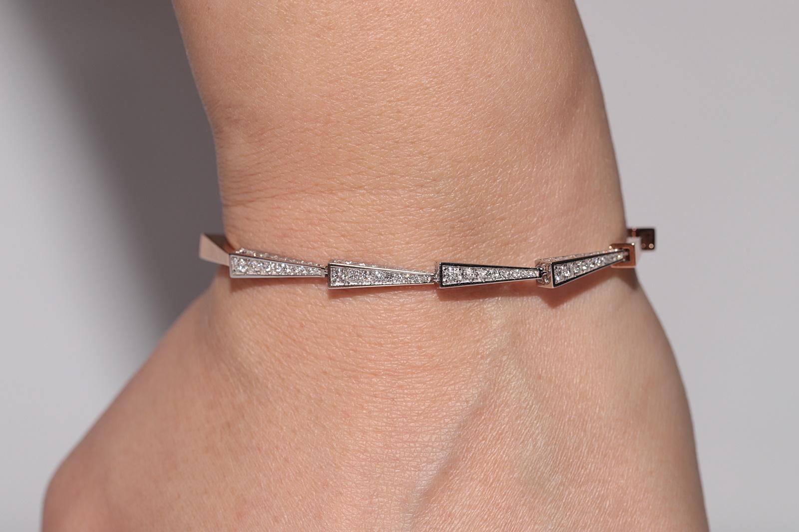 18k Gold Natural Diamond Decorated Pretty Bracelet en venta 13