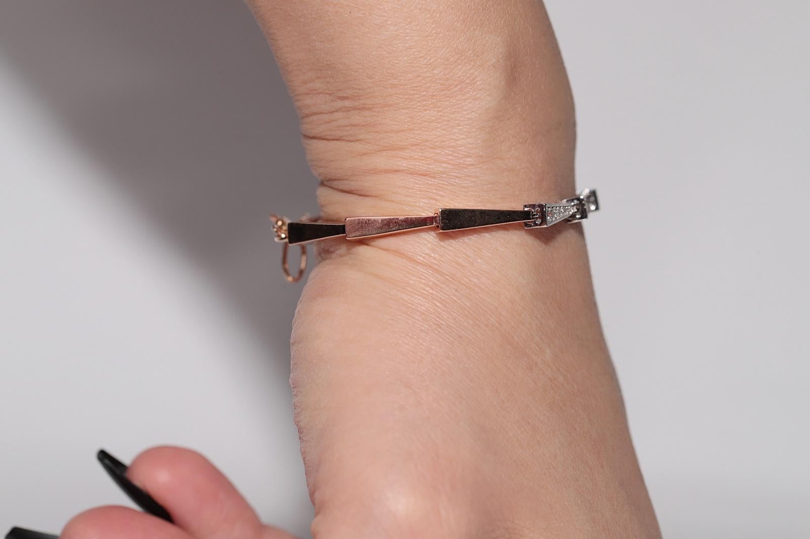 Pulsera Bonita Decorada con Diamantes Naturales de Oro de 18k en venta 14