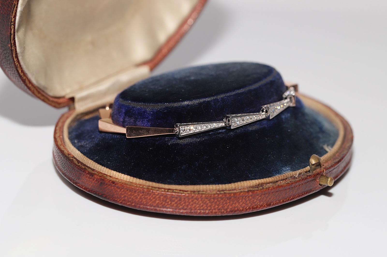 Pulsera Bonita Decorada con Diamantes Naturales de Oro de 18k Moderno en venta