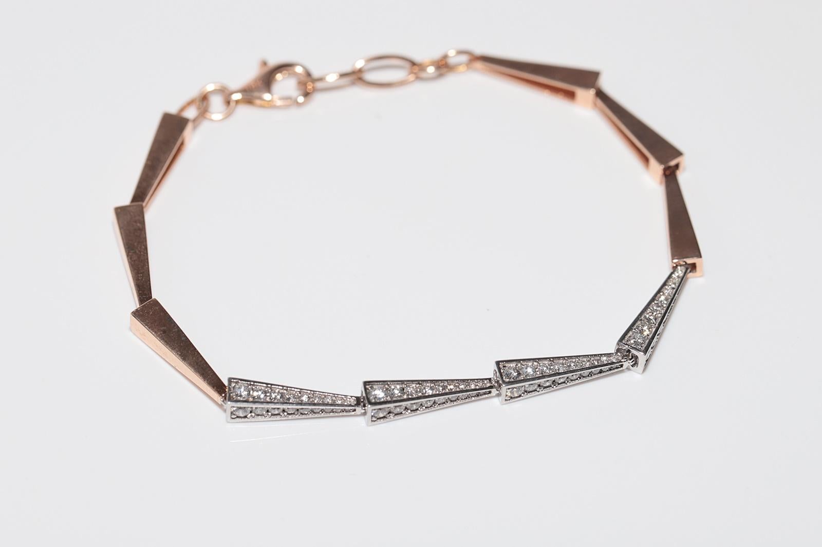 De las mujeres Pulsera Bonita Decorada con Diamantes Naturales de Oro de 18k en venta