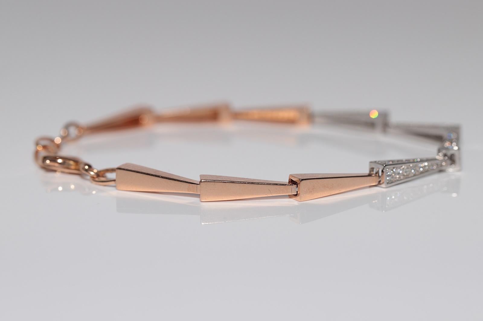 Pulsera Bonita Decorada con Diamantes Naturales de Oro de 18k en venta 1