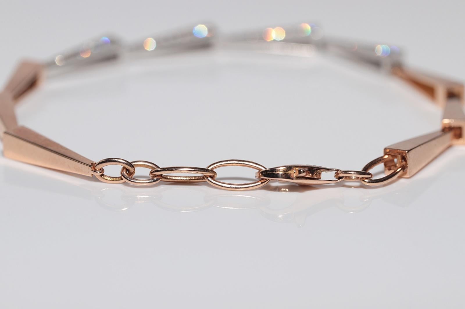 Pulsera Bonita Decorada con Diamantes Naturales de Oro de 18k en venta 2