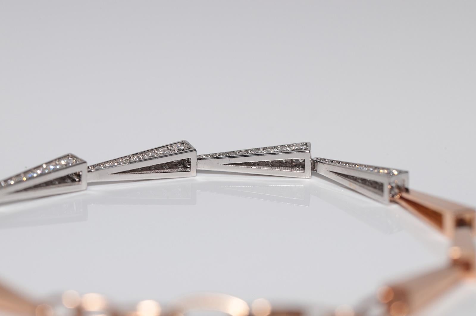 Pulsera Bonita Decorada con Diamantes Naturales de Oro de 18k en venta 3