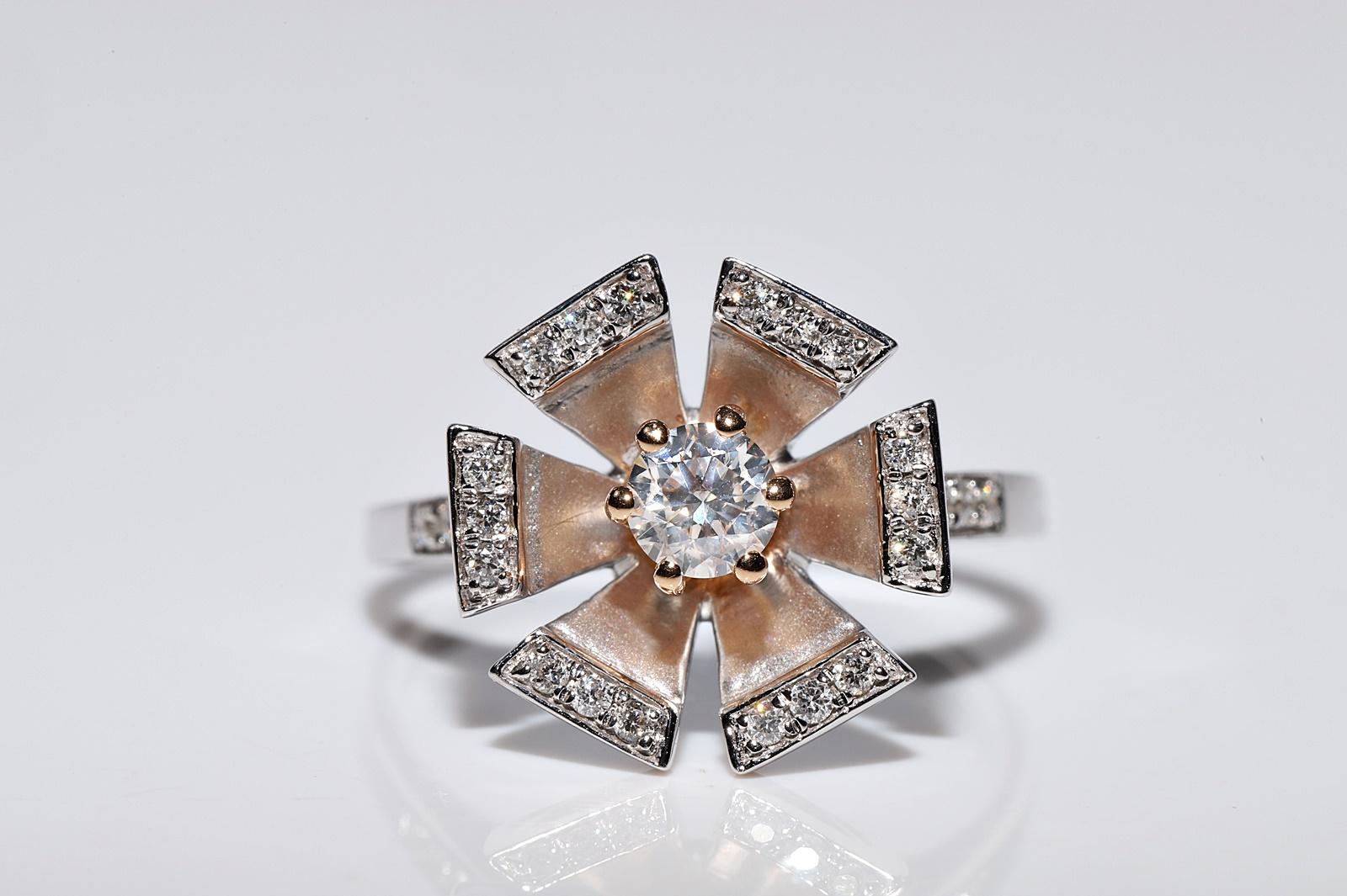 Rétro Jolie bague en or 18k ornée de diamants naturels en vente