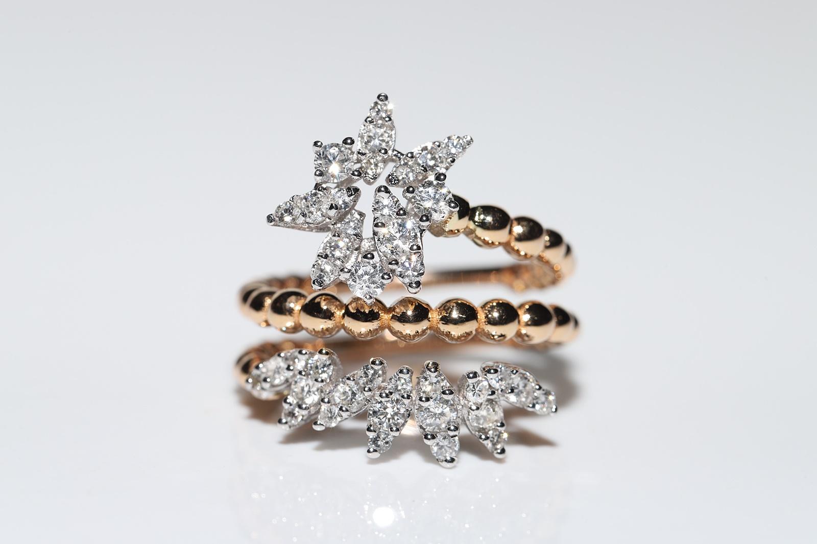 Taglio brillante Anello decorato con diamanti naturali in oro 18k in vendita