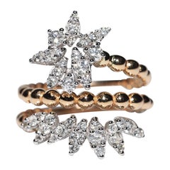 18k Gold Natural Diamond Decorated Pretty Ring
