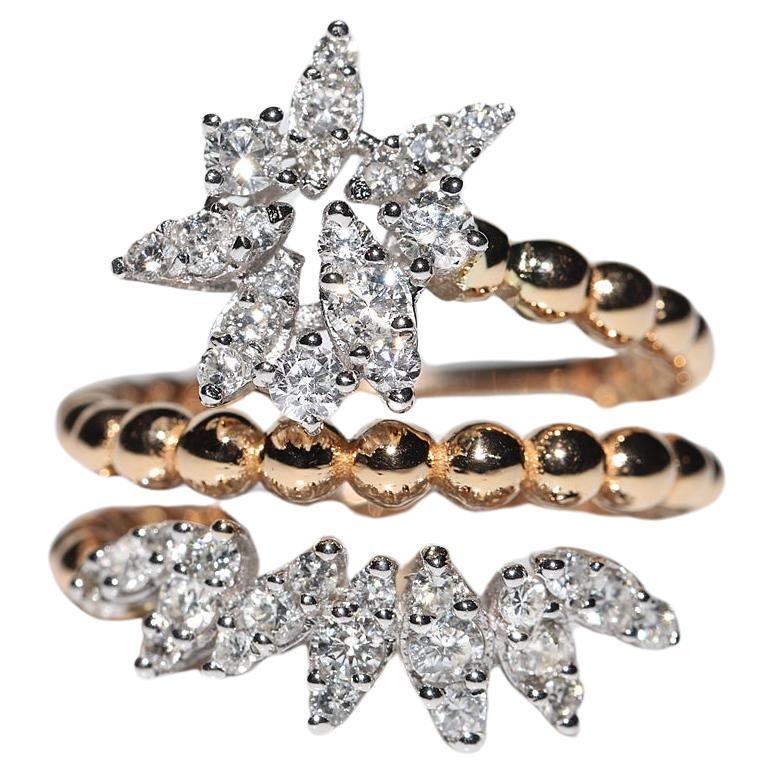 18k Gold Natural Diamond Decorated Pretty Ring