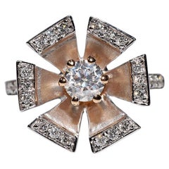 18k Gold Natural Diamond Decorated Pretty Ring