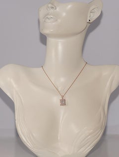 18k Gold Natural Diamond Decorated Square Design Necklace