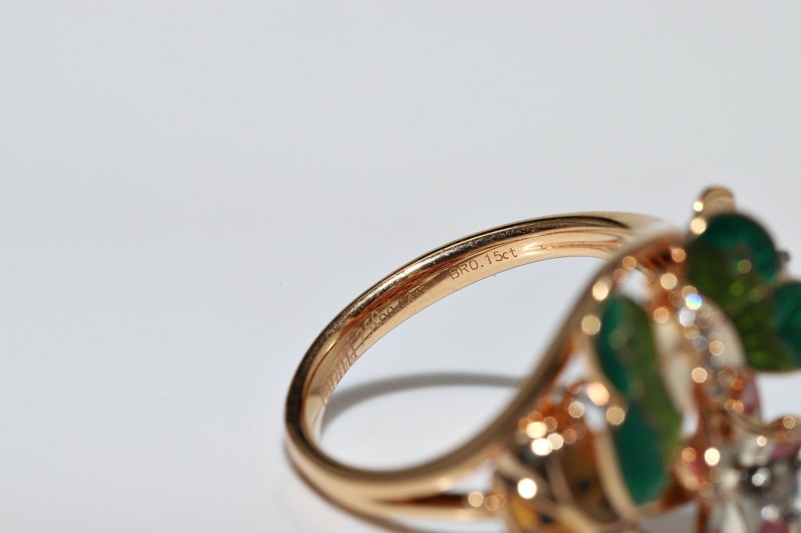 18 Karat Gold Natürlicher Diamant Emaille Schmetterling Tier Dekoriert Erstaunlicher Ring im Angebot 5