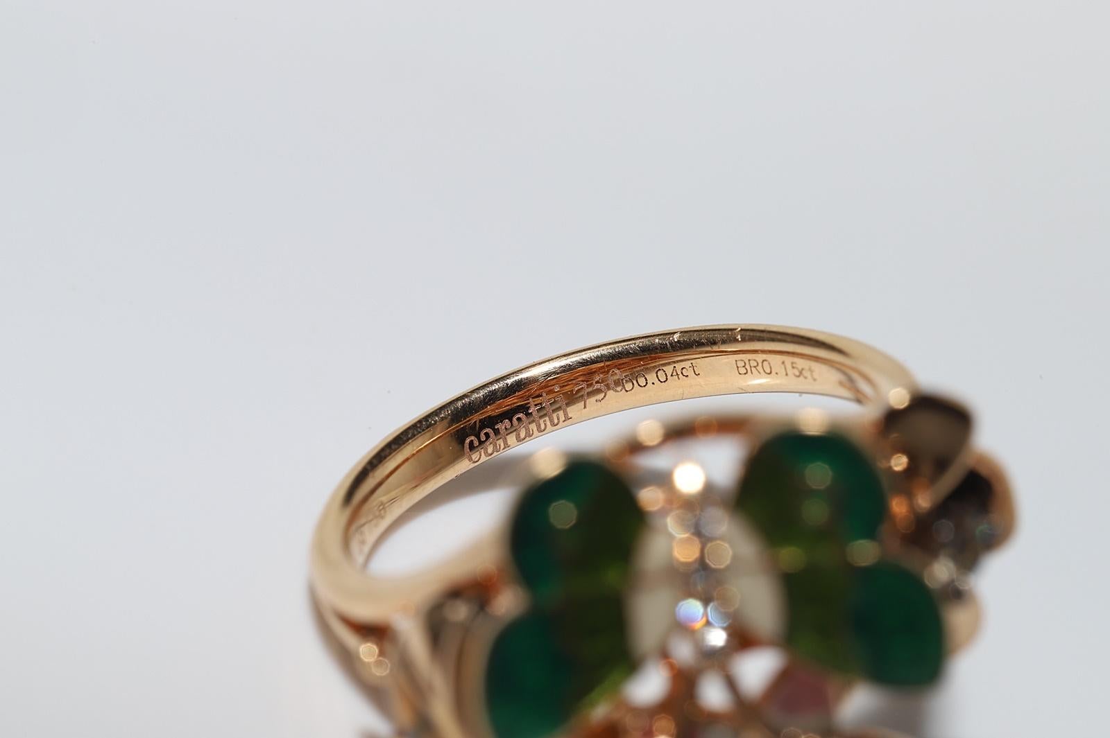 18 Karat Gold Natürlicher Diamant Emaille Schmetterling Tier Dekoriert Erstaunlicher Ring im Angebot 6