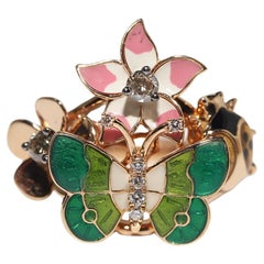 18k Gold Natural Diamond Enamel Butterfly Animal Decorated Amazing Ring