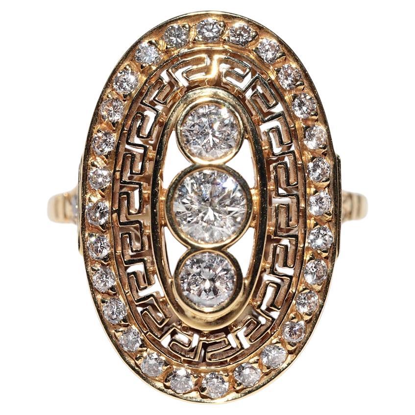 18k Gold Natural Diamond Natural Diamond Decorated Oval Style Ring