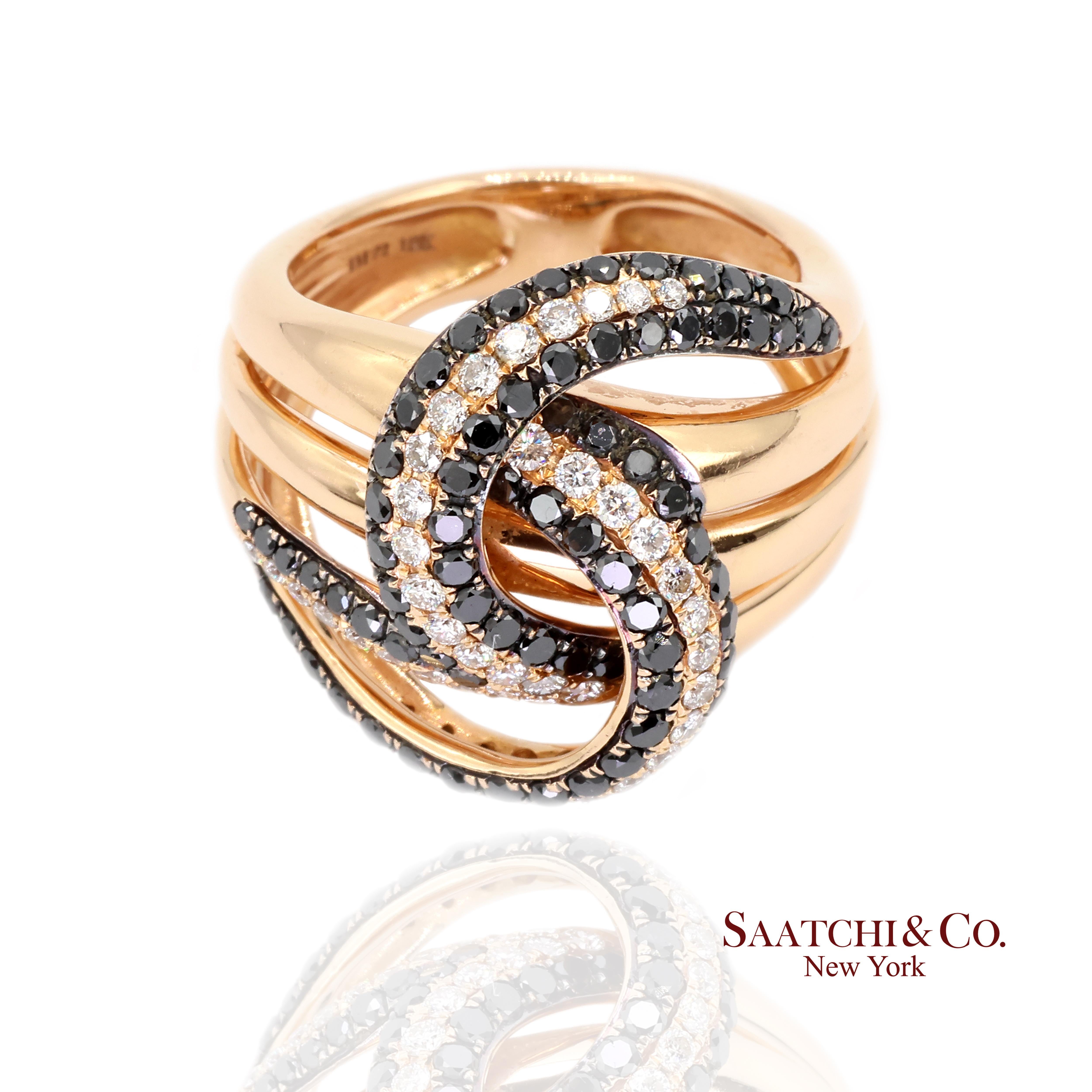 Taille ronde Bague en or blanc et jaune 18k avec diamant naturel en vente