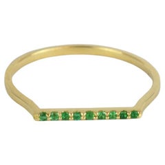 18k Gold Natural Emerald Ring Thin Emerald Stacking Ring
