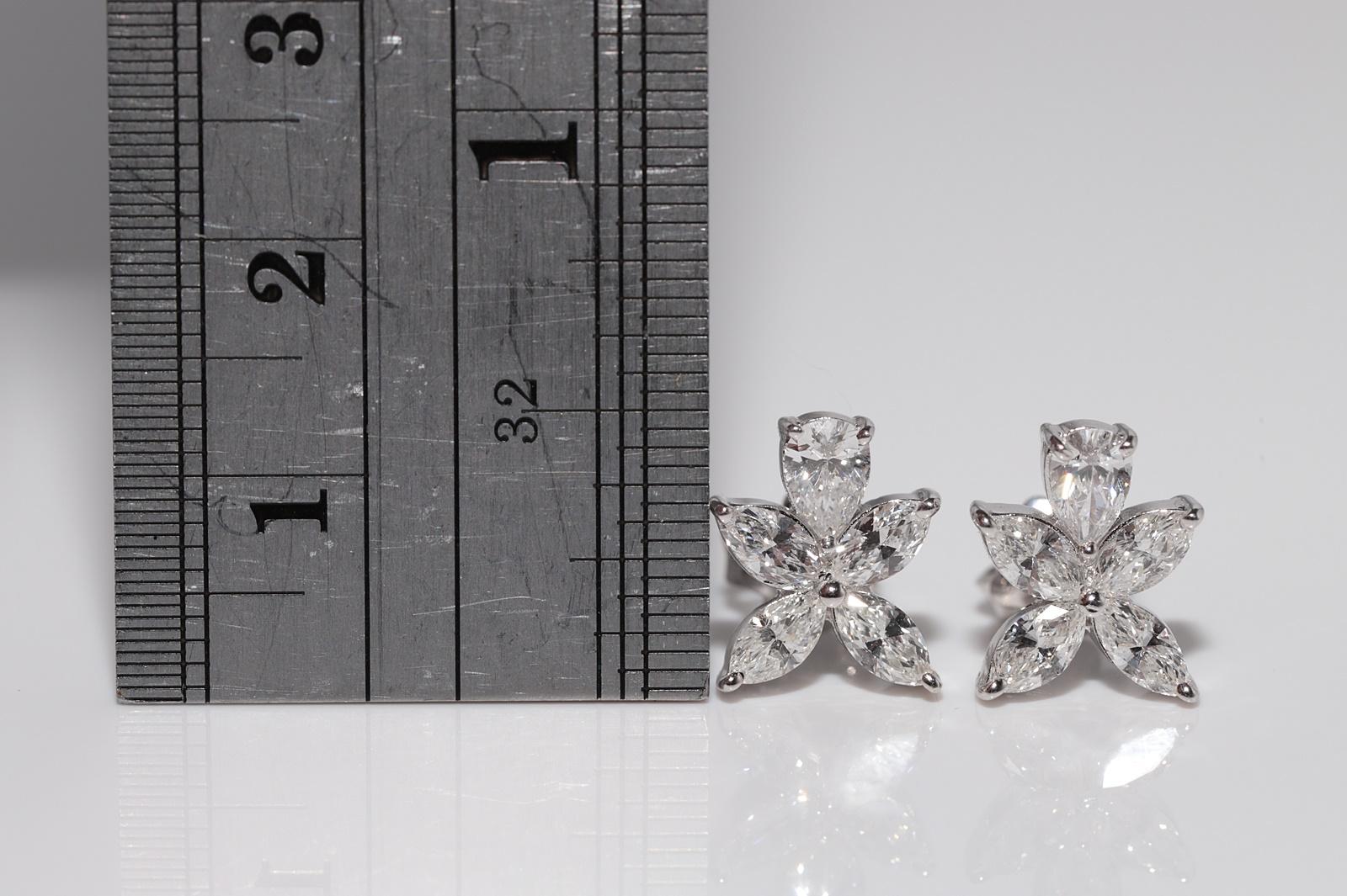 Boucles d'oreilles en or 18k ornées de diamants naturels taillés en marquise et en poire Bon état - En vente à Fatih/İstanbul, 34