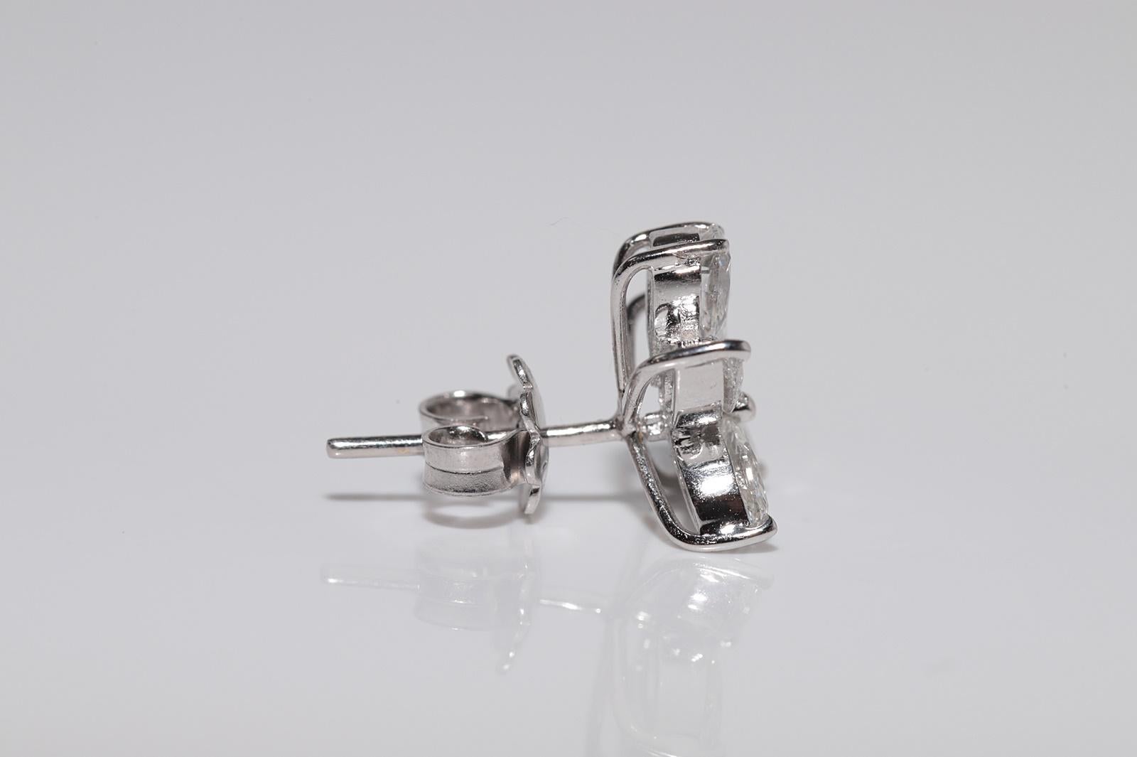18k Gold Natürlicher Diamant-Ohrstecker mit Marquise- und Birnenschliff Damen im Angebot