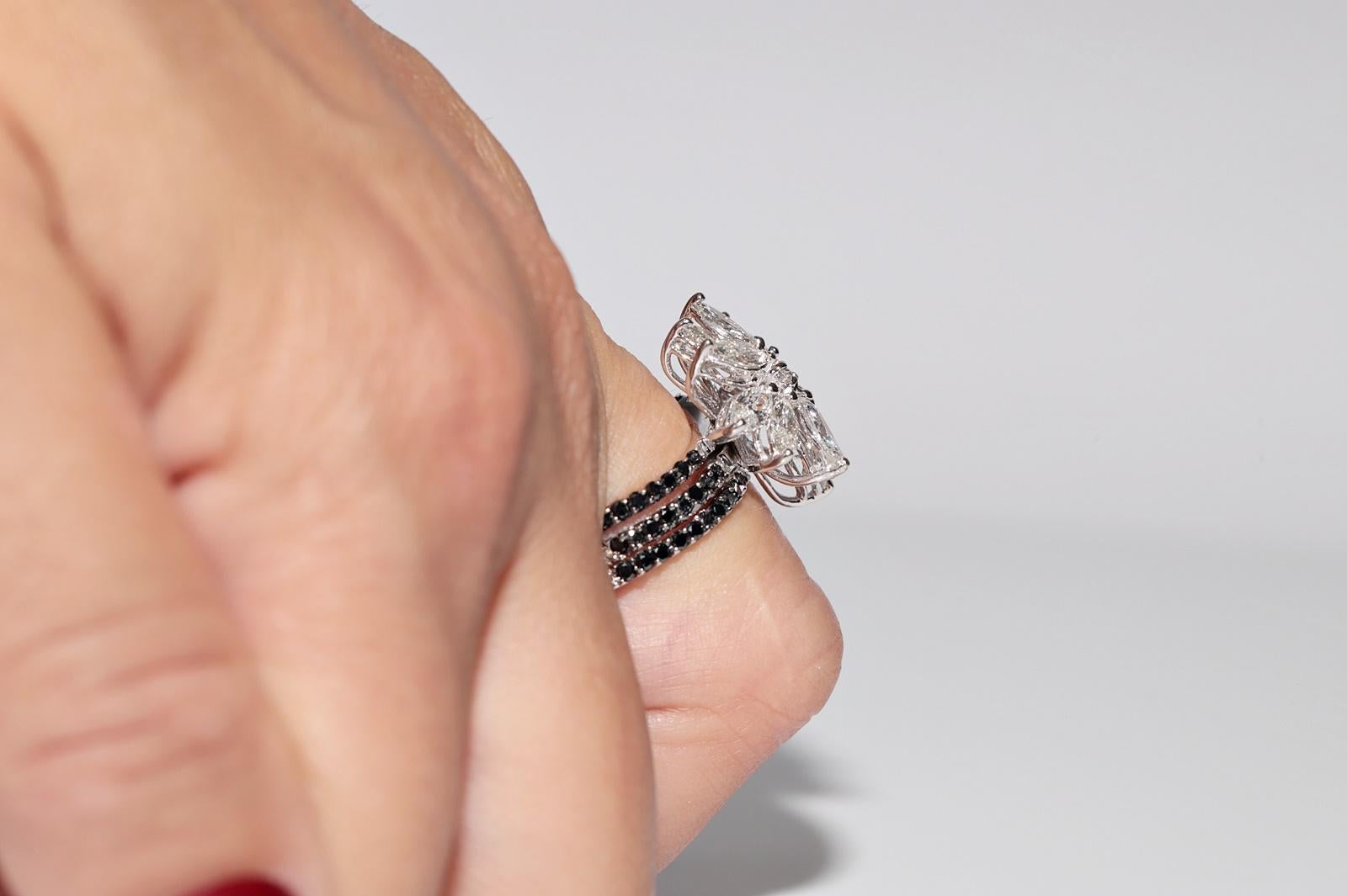 18k Gold Natural Marquise Cut Diamond Decorated Strong Ring For Sale 11
