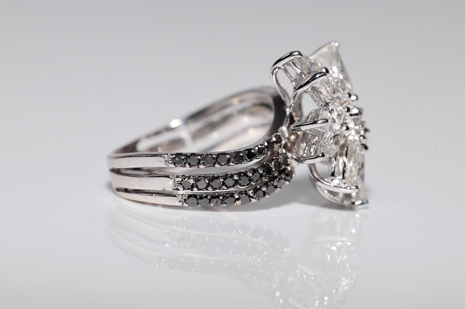 18 Karat Gold Natürlicher Marquise-Schliff Diamant Dekorierter starker Ring Damen im Angebot