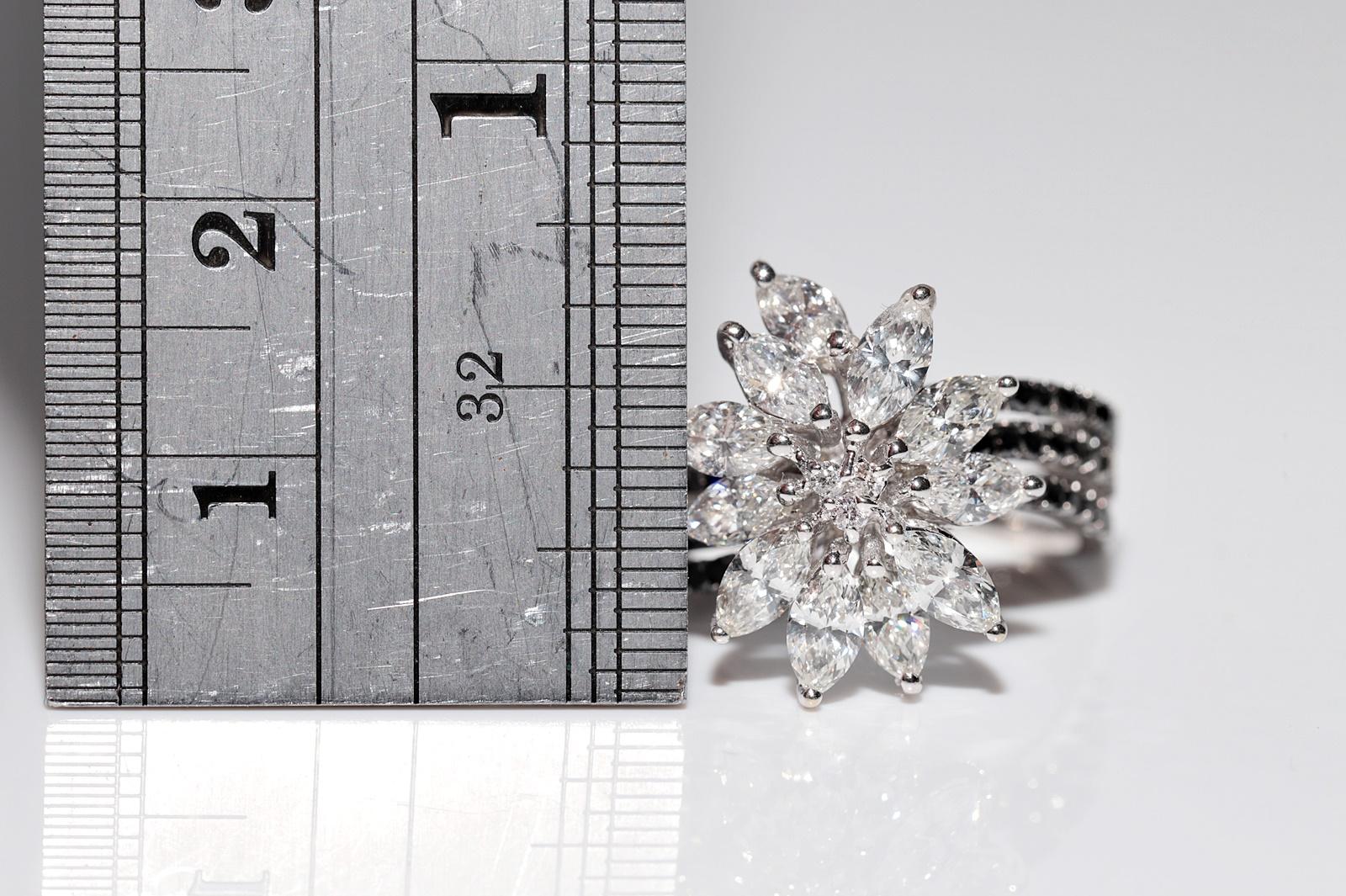 18 Karat Gold Natürlicher Marquise-Schliff Diamant Dekorierter starker Ring im Angebot 2