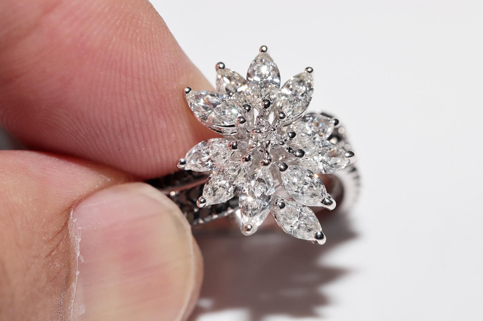 18 Karat Gold Natürlicher Marquise-Schliff Diamant Dekorierter starker Ring im Angebot 3