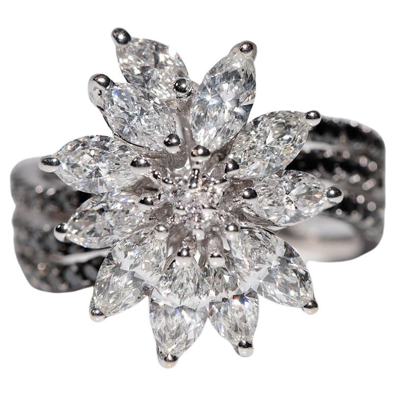 18 Karat Gold Natürlicher Marquise-Schliff Diamant Dekorierter starker Ring