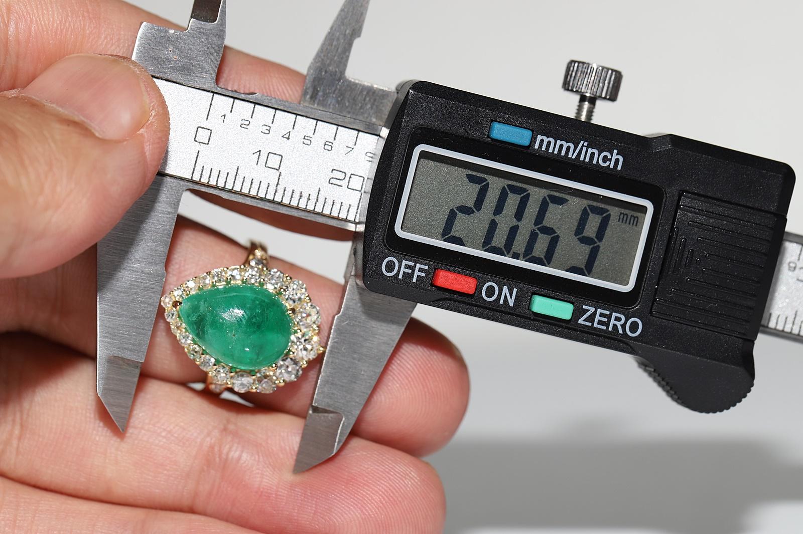 18k Gold natürlichen natürlichen Diamanten und Cabochon Smaragd dekoriert starken Ring im Angebot 11