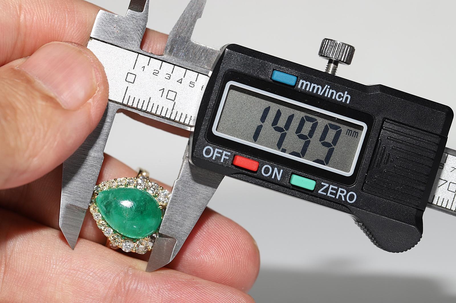 18k Gold natürlichen natürlichen Diamanten und Cabochon Smaragd dekoriert starken Ring im Angebot 12