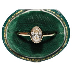 New Made 18k Oro Naturale Taglio Ovale  Anello solitario decorato con diamanti