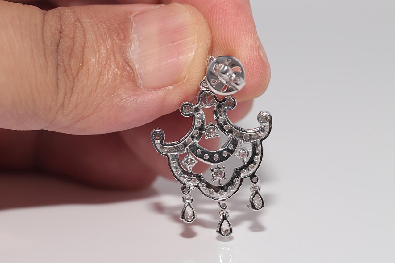 Boucle d'oreille pendante en or 18k avec diamant naturel taillé en poire et brillant en vente 5